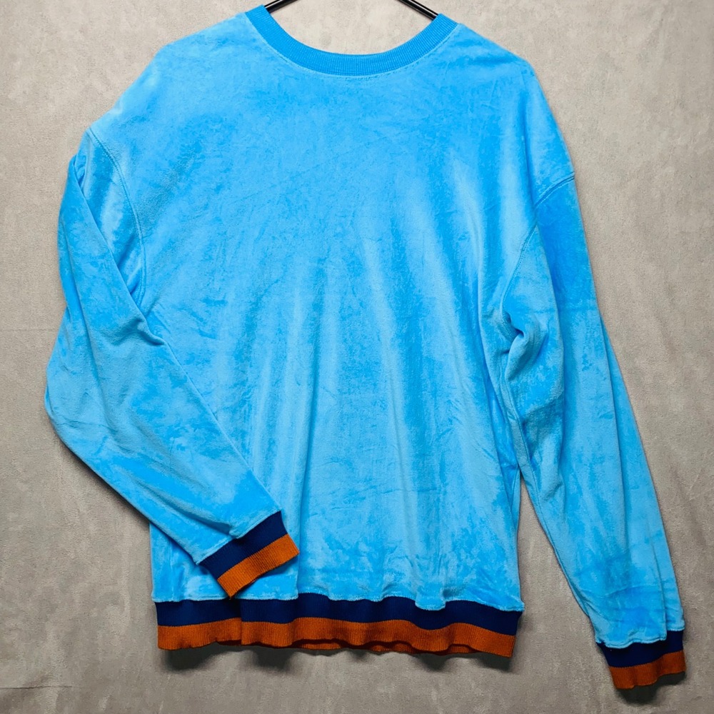 Ascot and Hart Blue‎ Velour Crewneck Sweatshirt Size Small